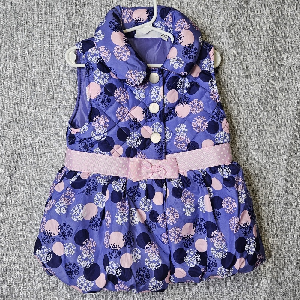 Kids Headquarters girls' size 6x purple and pink floral puffer vest. - Picture 1 of 6